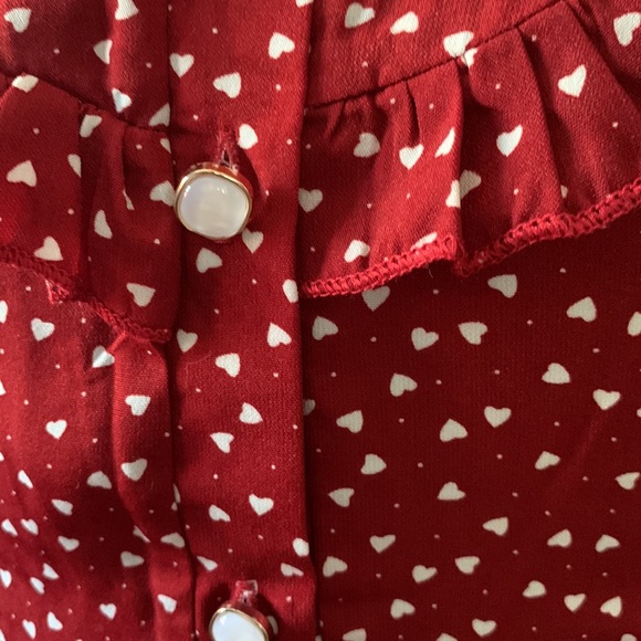 Shein burgundy white heart print dress L - Picture 5 of 14